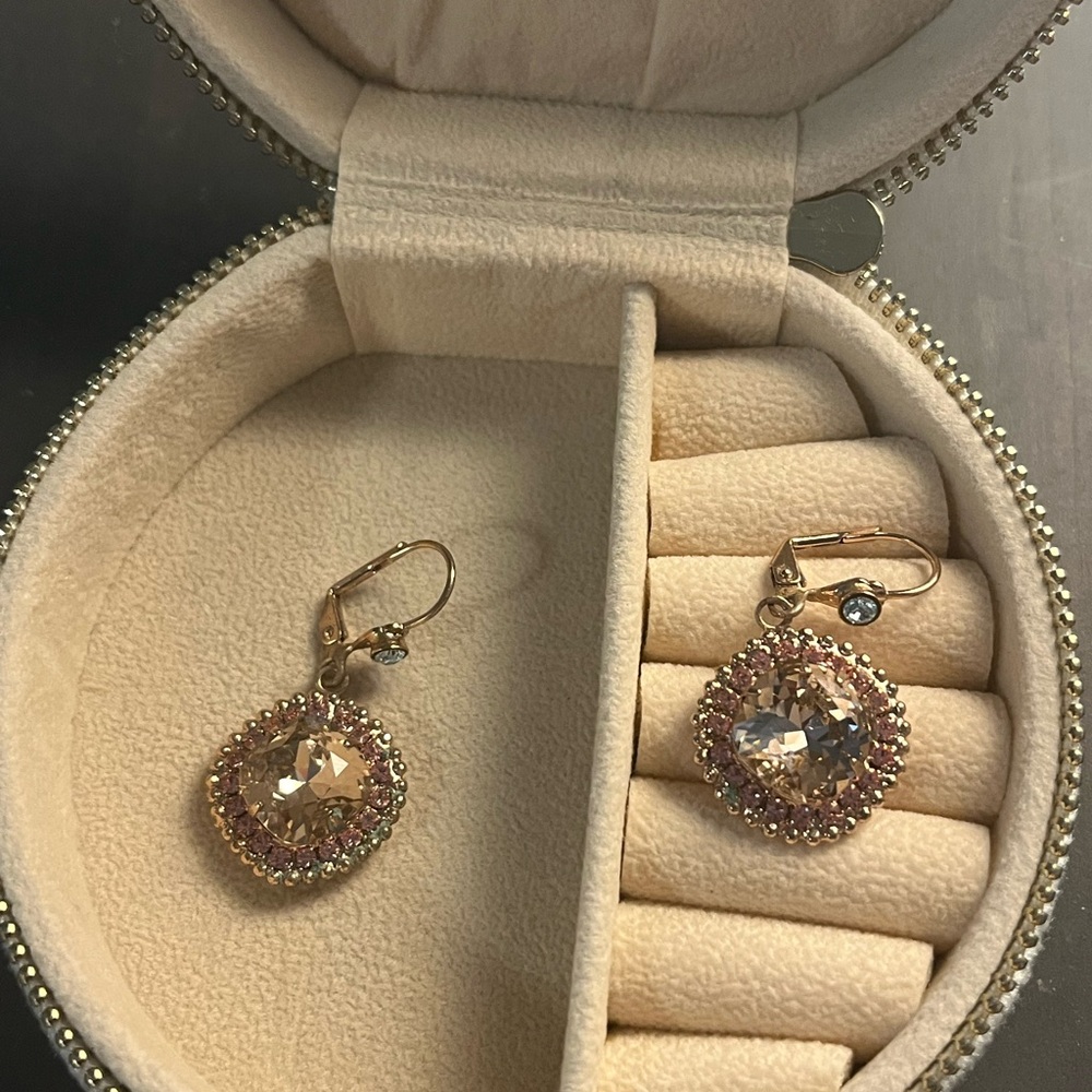 Elegant Gold and Pink Crystal Earrings